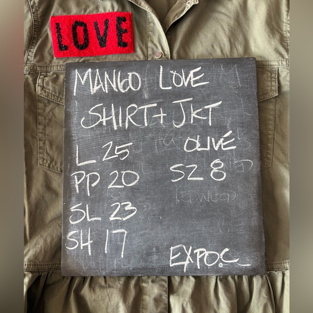 Mango LOVE Patch Olive Green Jacket - image 6